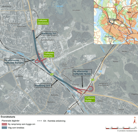 Karta som visar tilltänkta åtgärder